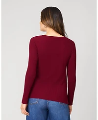 Cable & Gauge Women's V-Neck Rib Tunic Sweater
