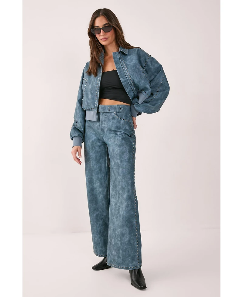 Nasty Gal Women's Studded Detail Belted Trouser