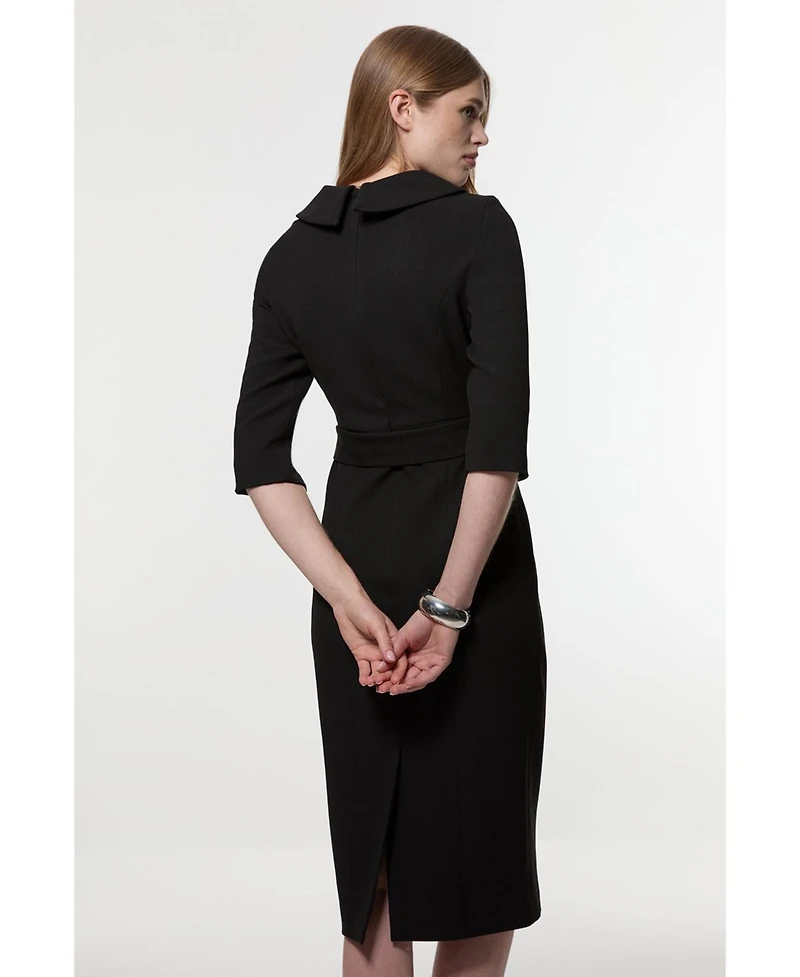Karen Millen Women's Crepe Roll Neck Midi Dress