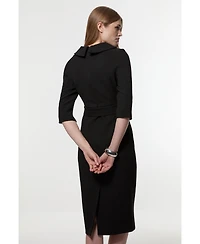 Karen Millen Women's Crepe Roll Neck Midi Dress