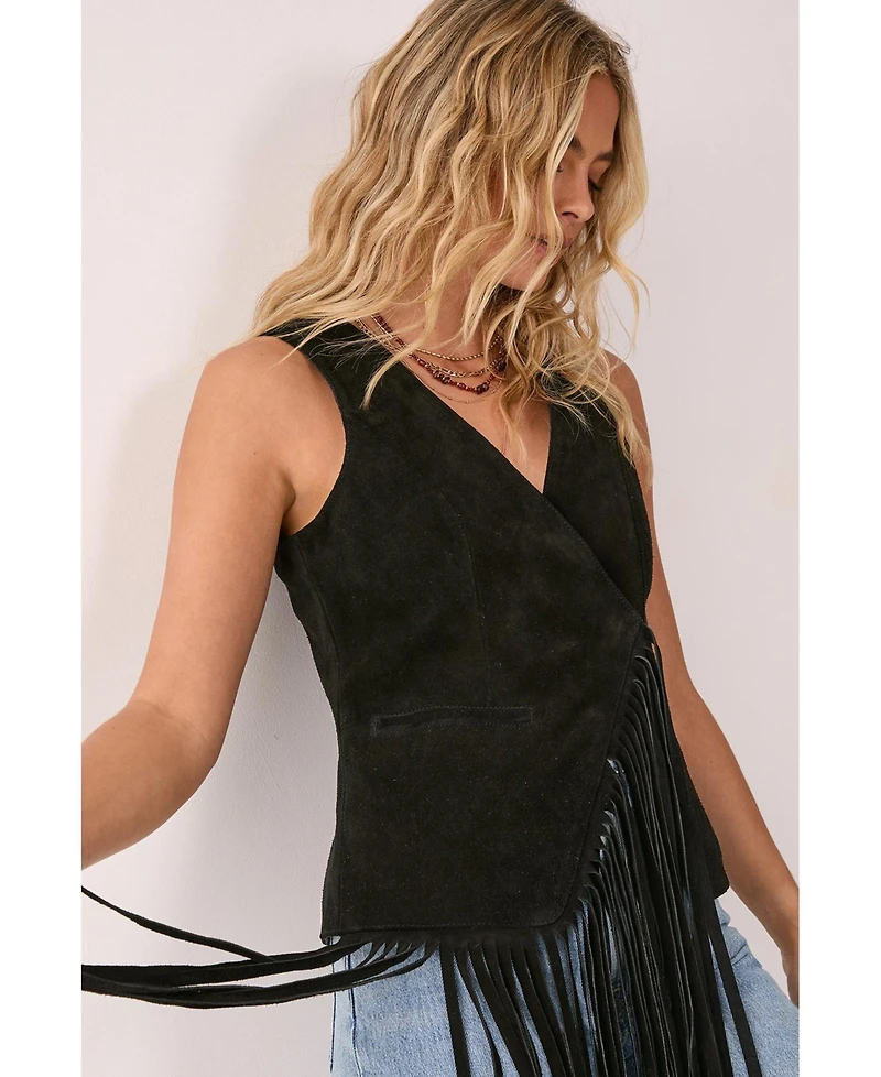 Nasty Gal Women's Premium Suede Fringe Waistcoat