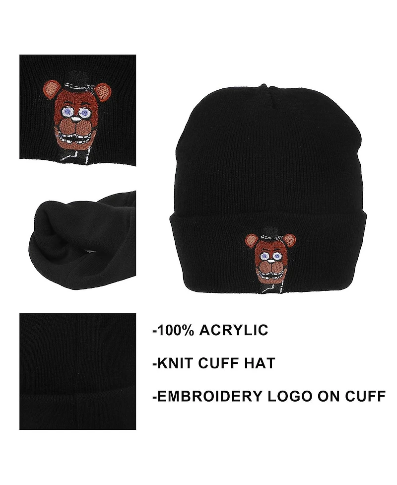 Five Nights At Freddy'S Men's Freddy Embroidery On Acrylic Knit Standard Cuff Beanie
