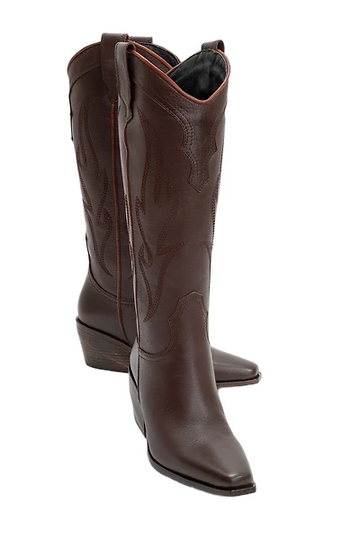 Forever & Always Shoes Pietro Leather Western Knee High Boot (Women)