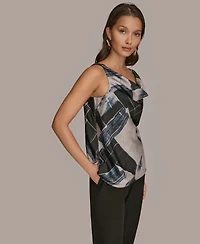 Donna Karan New York Women's Twist Shoulder Cowl Neck Sleeveless Camisole Top