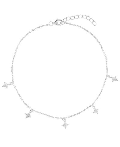 Macy's Cubic Zirconia Princess Station Anklet (1.5 ct. t.w.) in Sterling Silver (also in 14K Gold Over Sterling Silver)