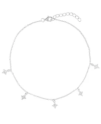 Macy's Cubic Zirconia Princess Station Anklet (1.5 ct. t.w.) in Sterling Silver (also in 14K Gold Over Sterling Silver)