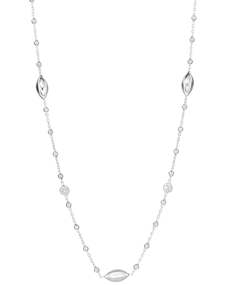 Macy's Cubic Zirconia Beaded Necklace (0.40 ct. t.w.) in Sterling Silver