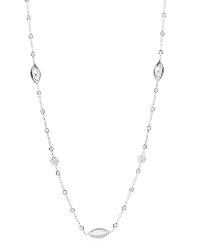 Macy's Cubic Zirconia Beaded Necklace (0.40 ct. t.w.) in Sterling Silver