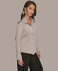 Donna Karan New York Women's Collared Long Sleeve Top