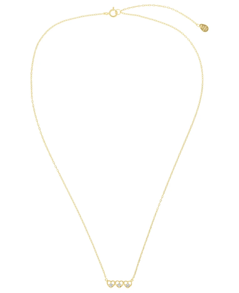 Macy's Cubic Zirconia Triple Open Heart Necklace (0.06 ct. t.w.) 14K Gold Over Sterling Silver (also Silver)