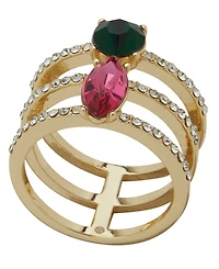 Emily in Paris Glass Stone & Cubic Zirconia Gold-Tone Pave Stackable Ring