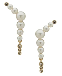 Emily in Paris Glass Stone, Glass Pearl & Cubic Zirconia Gold-Tone Crawler Stud Earrings