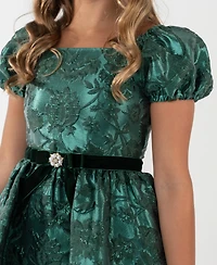 Rare Editions Girls 7-16 Brocade Puff Sleeves Dress
