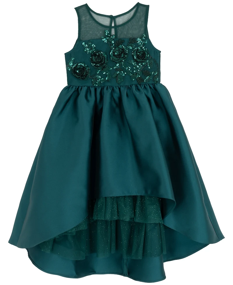 Rare Editions Girls 2T-6X Sequin Applique Illusion Dress