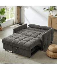 Maison Boucle Pull-Out Sleeper Sofa Bed, 52.8'' Tufted Loveseat with Adjustable Backrest, 3 Usb Ports & 2 Pillows for Apartment or Guest Room-Maison B