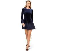 Adrianna Papell Women's Velvet Combo Flounce Pull-On Midi Dress