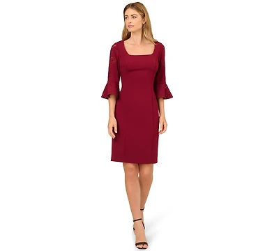 Adrianna Papell Women's Novelty Knit Bell Sleeve Short Dress