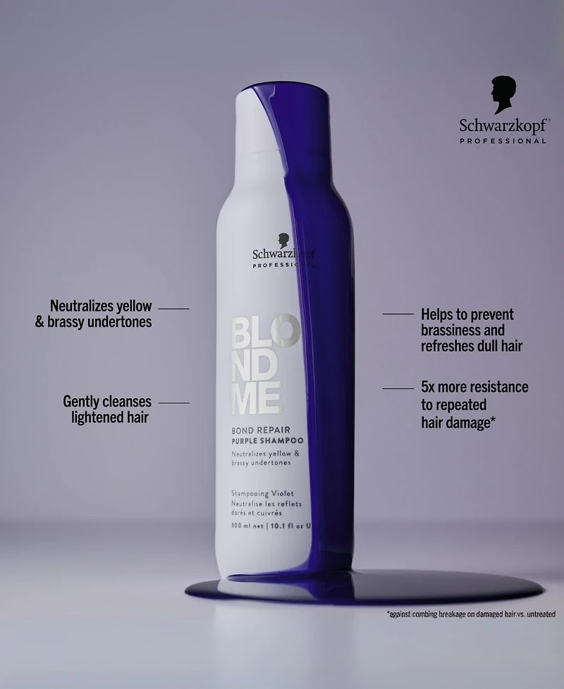 Schwarzkopf BlondMe Bond Repair Purple Shampoo, 10.1 oz.