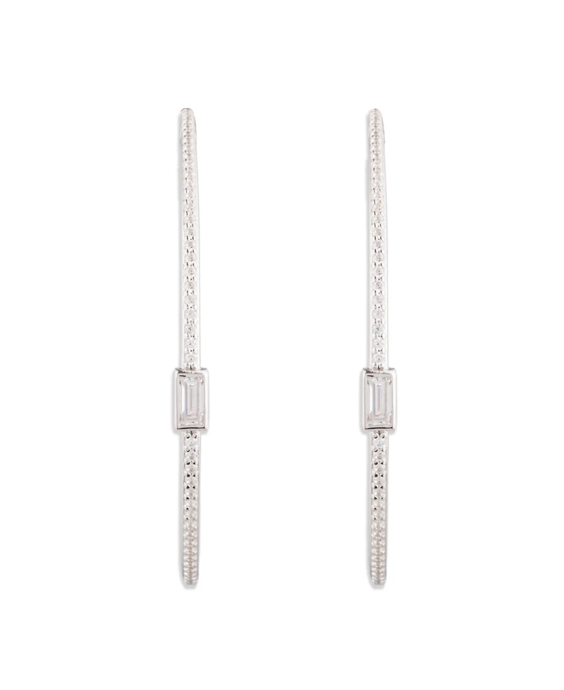 Lauren Ralph Lauren Cubic Zirconia Sterling Silver Patterned Hoop Earrings