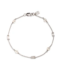 Lauren Ralph Lauren Cubic Zirconia & Imitation Pearl Sterling Silver Station Flex Bracelet