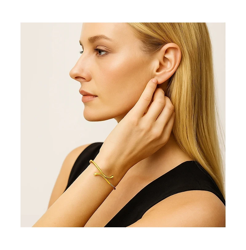Isabella Gold Plated Teardrop Open Wrap Bangle Bracelet