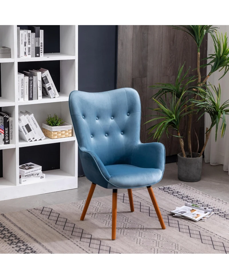 Jujabu Contemporary Silky Velvet Tufted Button Back Accent Chair