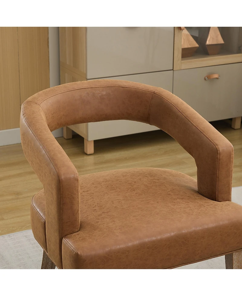 Jujabu 25.79" Wide Modern Barrel Open Back Upholstered Accent Chair with Solid Wood Legs