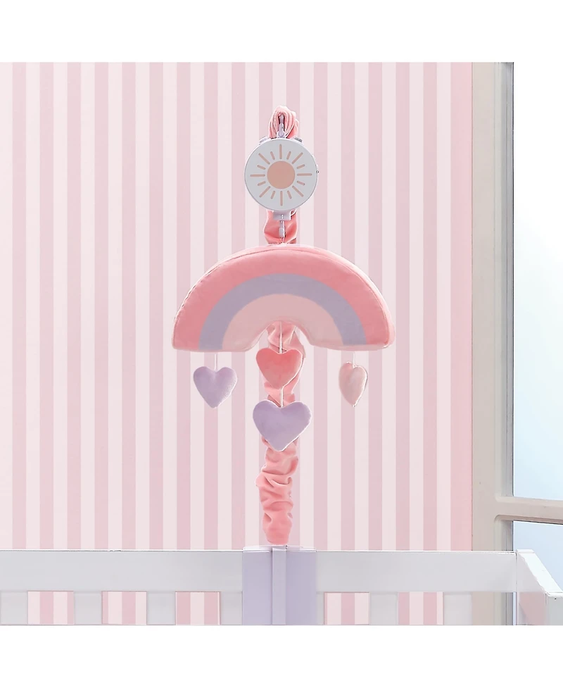 Bedtime Originals Rainbow Hearts Pink/Purple Musical Baby Crib Mobile Soother Toy