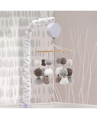 Lambs & Ivy Signature Pom Pom Musical Baby Crib Mobile - White/Gray