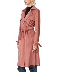 kimi + kai Women's Long Faux Suede Trench Coat