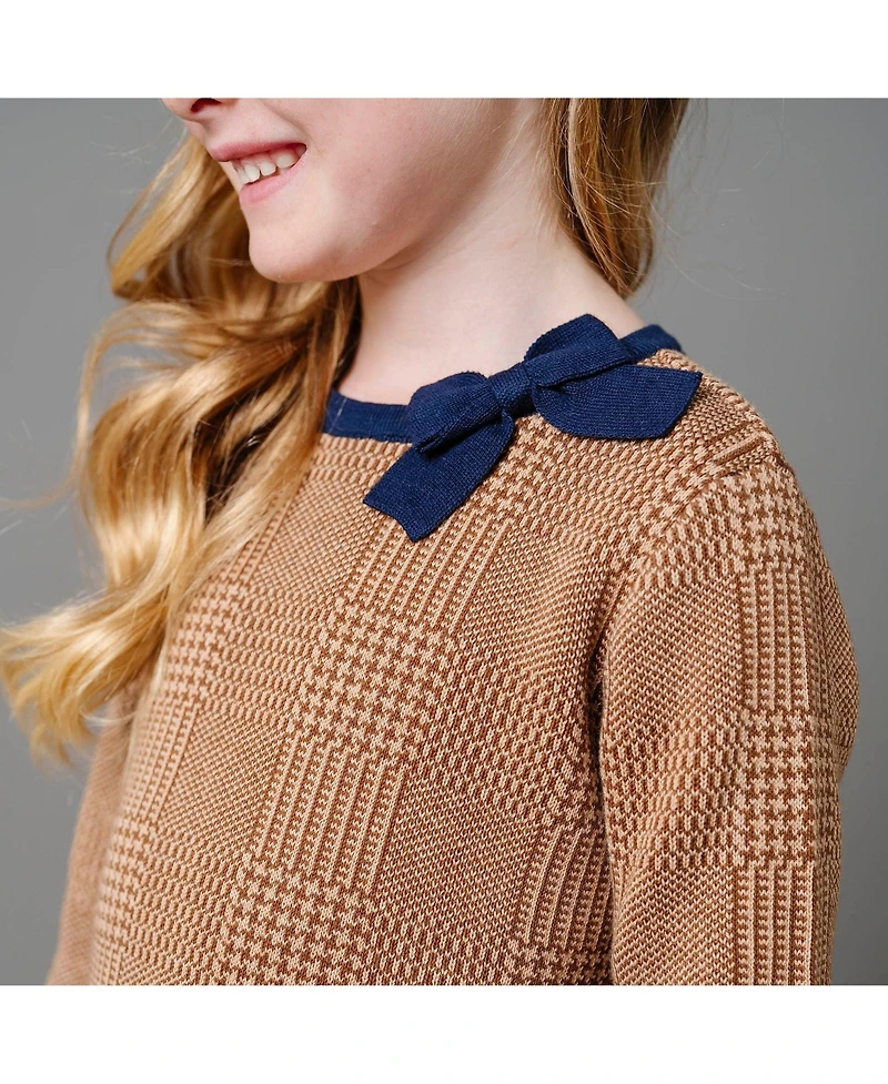 Hope & Henry Baby Girls Organic Long Sleeve Bow Detail Intarsia Sweater Dress