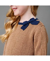 Hope & Henry Baby Girls Organic Long Sleeve Bow Detail Intarsia Sweater Dress
