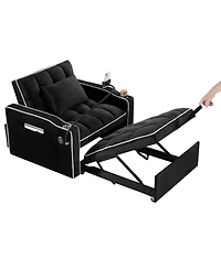 Maison Boucle 3-in-1 Convertible Sleeper Chair Bed, Pull-Out Recliner Sofa with Usb Type-c Port, Phone Mount & Cup Holder for Small Spaces-Maison Bouc