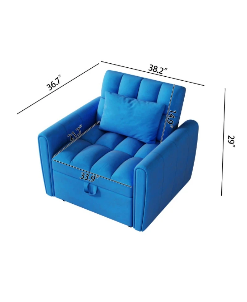 Maison Boucle Velvet Sleeper Chair Bed, 3-Position Pull-Out Sofa with Adjustable Backrest, Large Single Convertible Armchair for Small Spaces-Maison B