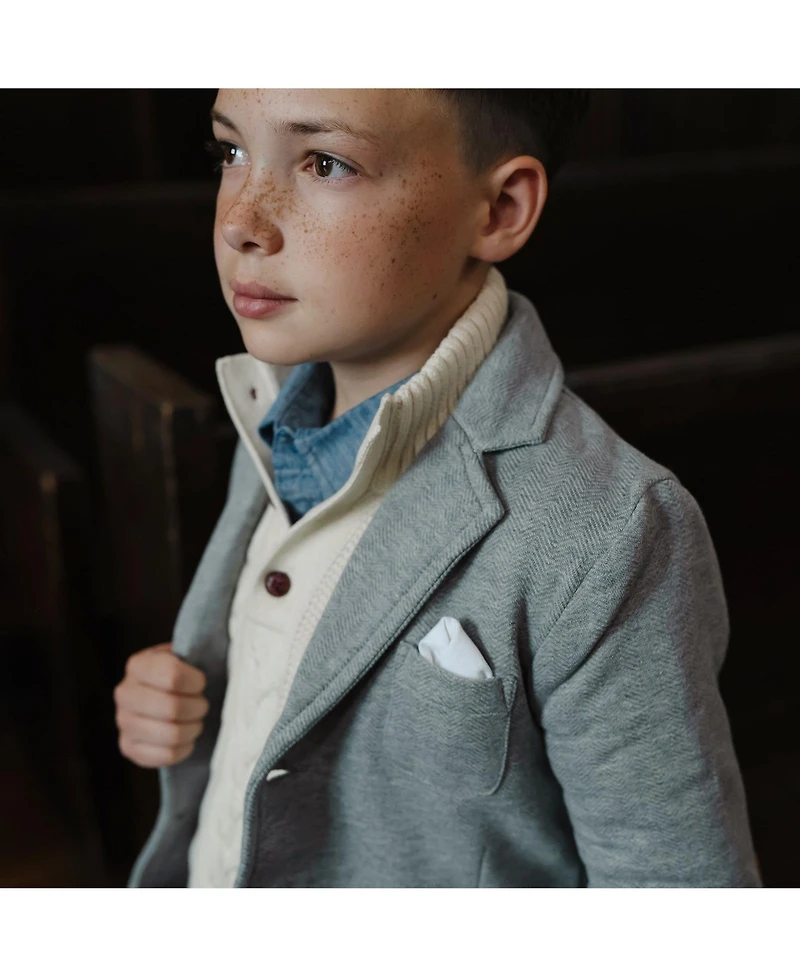 Hope & Henry Baby Boys Mock Neck Cable Sweater with Buttons