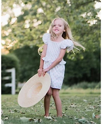 Hope & Henry Little Girls Organic Puff Sleeve Smocked Romper