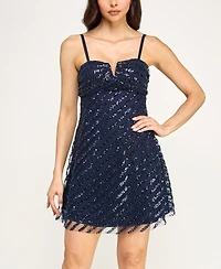 Violet Weekend Juniors' Embellished A-Line Dress