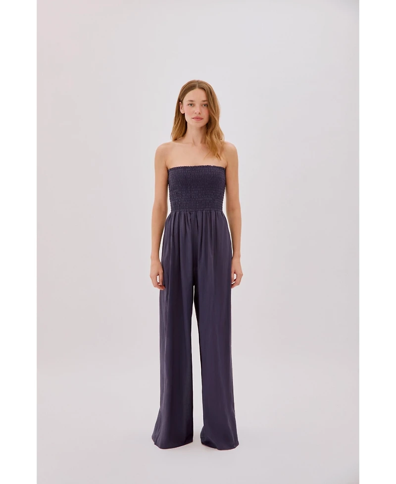 Labeca London Women's Mare Cotton Shirred Jumpsuit