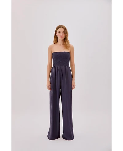 Labeca London Women's Mare Cotton Shirred Jumpsuit