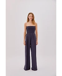 Labeca London Women's Mare Cotton Shirred Jumpsuit