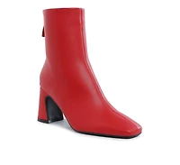 Neapolitan Faux Leather Square Toe Ankle Boots