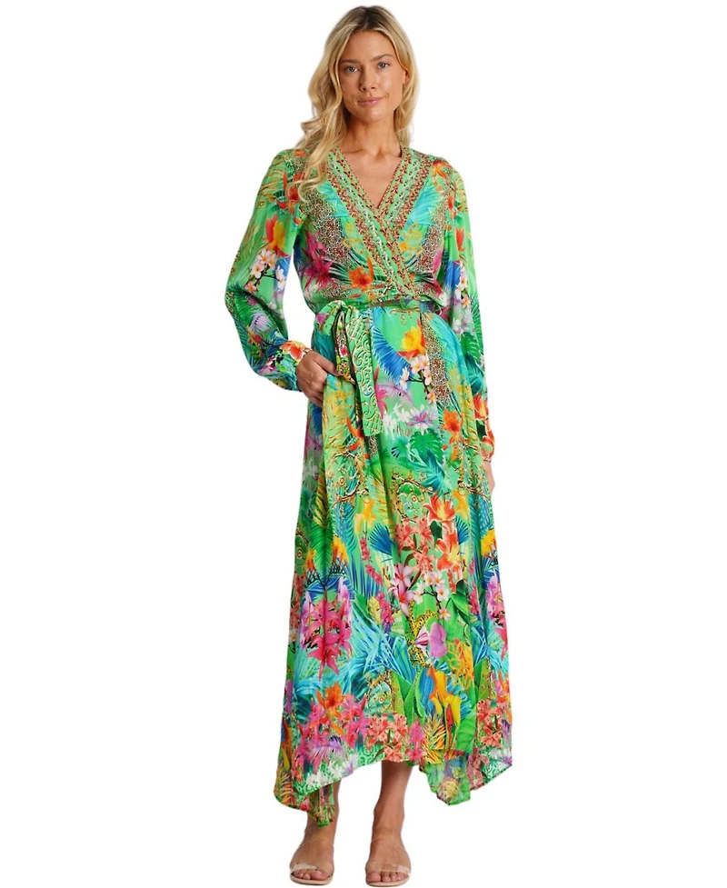 La Moda Clothing Women's Rossie Maxi Belted Wrap Cover Up Dress