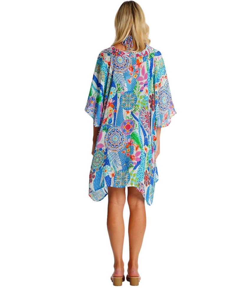 La Moda Clothing Women's Short Asymmetrical Kaftan Dress