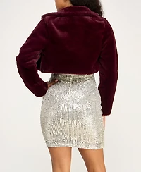 Bcx Juniors' Cropped Faux Fur Jacket