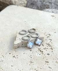 Adornia Gold Cz Halo Clover Huggie Earrings Set