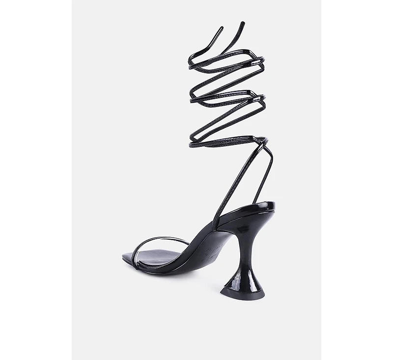Womens Biten Berry Spool Heel Lace Up Sandals