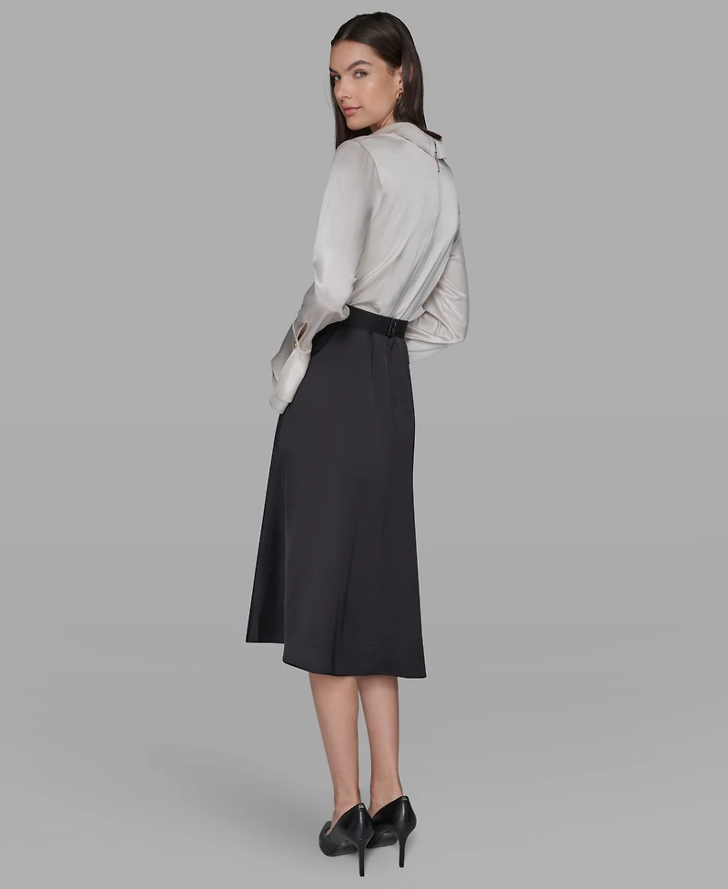 Karl Lagerfeld Paris Women's Two Tone Collared Shirt Dress