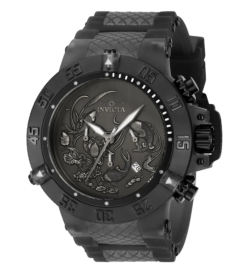 Invicta Men's 37040 Subaqua Quartz 3 Hand Black, Silver, Dark Grey Dial Watch
