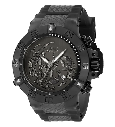Invicta Men's 37040 Subaqua Quartz 3 Hand Black, Silver, Dark Grey Dial Watch