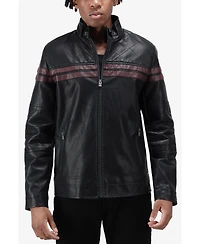 Xray Men's Grainy Pu Jacket Dogs Collar And Quilted Sleeves With Faux Shearling